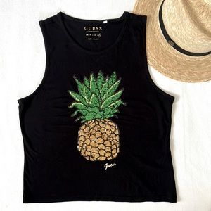 Guess Sequin Pineapple Tank Top XL